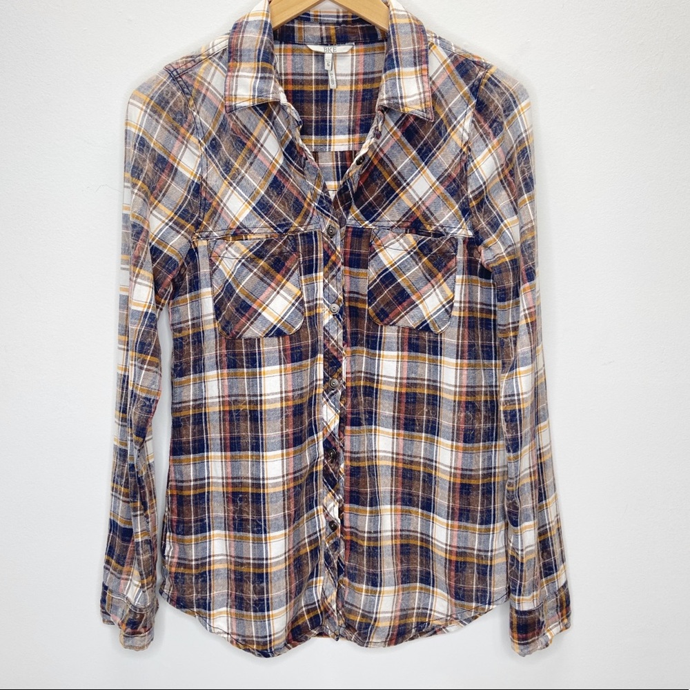 BKE Mens Eased Plaid Long Sleeve Button Down Sz S